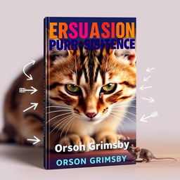 A book cover design featuring a large, bold title at the top reading 'Persuasion Purr-sistence' in a vibrant, eye-catching font