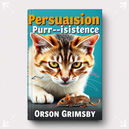 A book cover design featuring a large, bold title at the top reading 'Persuasion Purr-sistence' in a vibrant, eye-catching font