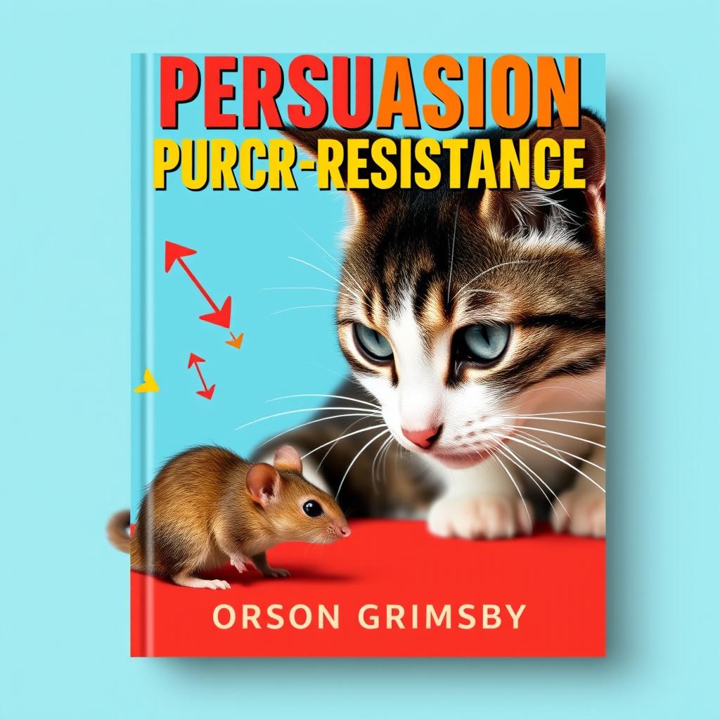A book cover design featuring a large, bold title at the top reading 'Persuasion Purr-sistence' in a vibrant, eye-catching font