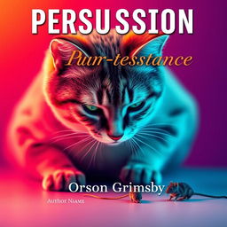 A book cover design titled 'Persuasion Purr-sistence' in large, bold font at the top