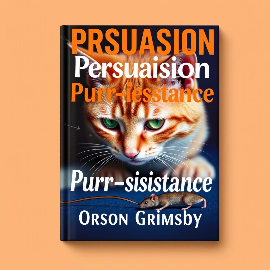 A book cover design titled 'Persuasion Purr-sistence' in large, bold font at the top