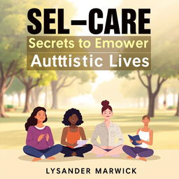 A book cover design featuring the bold, eye-catching title in large font: 'SELF-CARE Secrets to Empower Autistic Lives' by Lysander Marwick