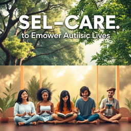 A serene cover design featuring a peaceful natural scene, such as a tranquil park with lush greenery or a cozy indoor space bathed in soft lighting