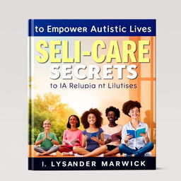 A book cover design with a bold, eye-catching title in large font: 'SELF-CARE Secrets to Empower Autistic Lives' and the author's name, 'Lysander Marwick'