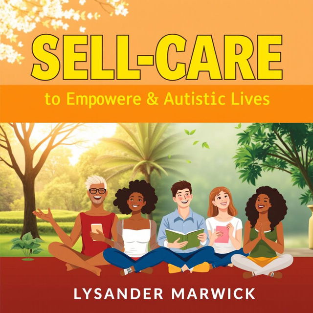 A book cover design with a bold, eye-catching title in large font: 'SELF-CARE Secrets to Empower Autistic Lives' and the author's name, 'Lysander Marwick'