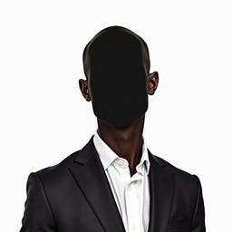A man with a blank, question mark-shaped face, wearing a sharp, tailored suit