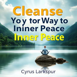 A serene book cover design titled 'Cleanse Your Way to Inner Peace' by Cyrus Larkspur