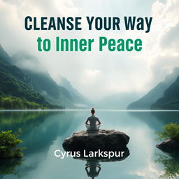 A serene book cover design titled 'Cleanse Your Way to Inner Peace' by Cyrus Larkspur