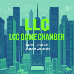 A flat cover design featuring a realistic cityscape filled with towering skyscrapers that symbolize business success and growth