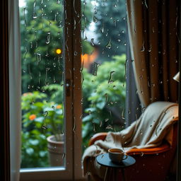 A cozy interior scene featuring a warm, inviting room with soft lighting