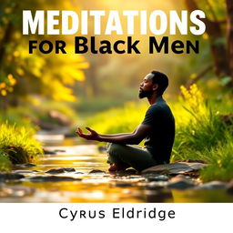 A striking, realistic thumbnail depicting a serene and contemplative scene of a Black man sitting peacefully in nature