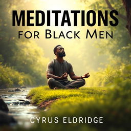A striking, realistic thumbnail depicting a serene and contemplative scene of a Black man sitting peacefully in nature