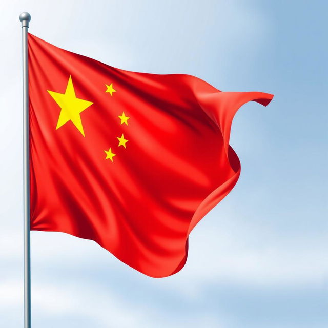 A detailed and artistic representation of the flag of China, featuring the bright red background, with five yellow stars in the top left corner