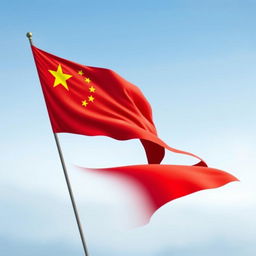 A detailed and artistic representation of the flag of China, featuring the bright red background, with five yellow stars in the top left corner