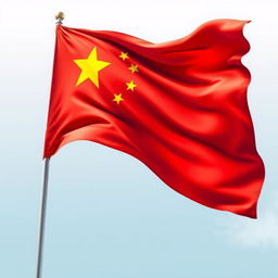 A detailed and artistic representation of the flag of China, featuring the bright red background, with five yellow stars in the top left corner