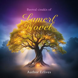 A visually striking book cover for a novel, featuring a mystical forest shrouded in ethereal fog