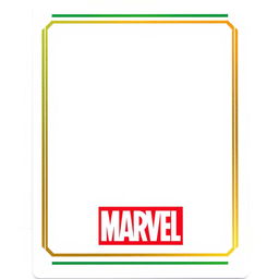 A blank trading card template featuring thin green and gold borders