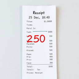 An edited receipt featuring a layout typical of a retail or restaurant receipt