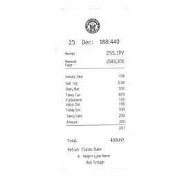 An edited receipt featuring a layout typical of a retail or restaurant receipt