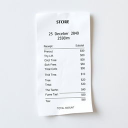 An edited receipt featuring a layout typical of a retail or restaurant receipt