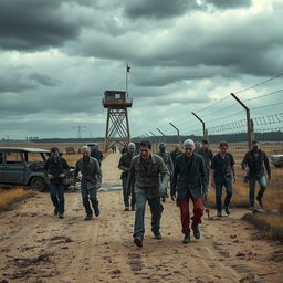 A dramatic scene depicting zombies emerging along the border of the Soviet Union