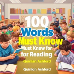 A vibrant and realistic classroom setting filled with engaged children reading together, showcasing a colorful and inviting atmosphere