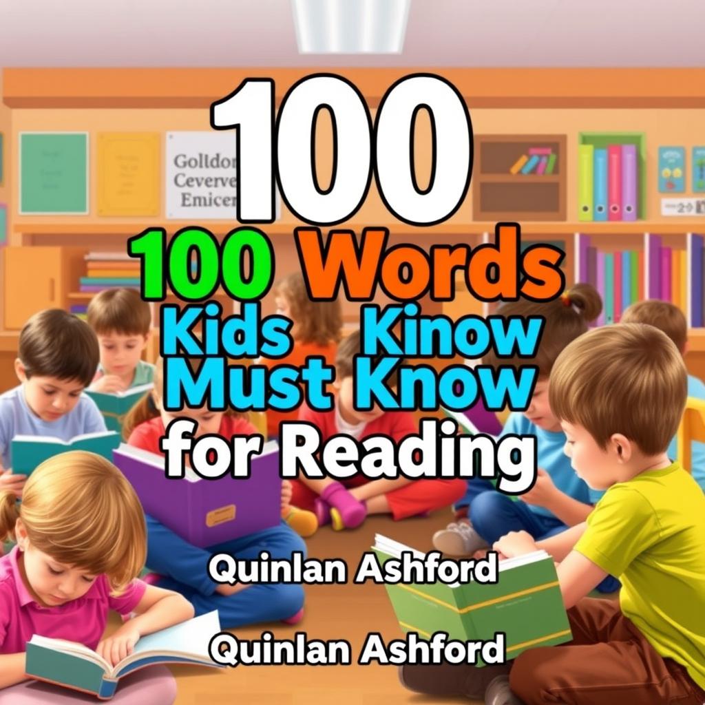 A vibrant and realistic classroom setting filled with engaged children reading together, showcasing a colorful and inviting atmosphere