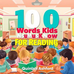 A vibrant and realistic classroom setting filled with engaged children reading together, showcasing a colorful and inviting atmosphere