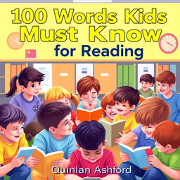 A realistic, colorful classroom setting filled with engaged children reading together, illustrating a sense of collaboration and joy