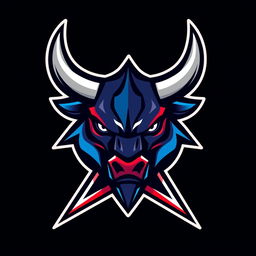 A modern and sleek logo design featuring a Bull Head, created in an esport style