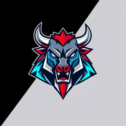 A modern and sleek logo design featuring a Bull Head, created in an esport style