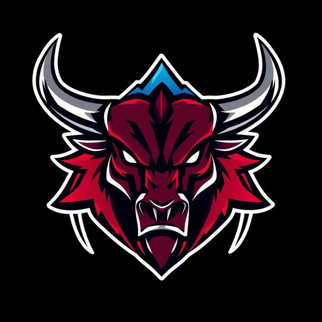 A modern and sleek logo design featuring a Bull Head, created in an esport style