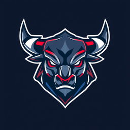 A modern and sleek logo design featuring a Bull Head, created in an esport style