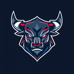 A modern and sleek logo design featuring a Bull Head, created in an esport style