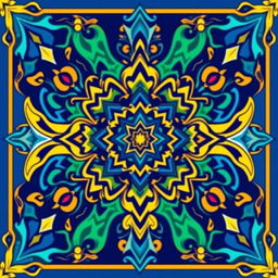 A vibrant and captivating flat cover design that completely fills the entire square, utilizing 100% of the space with intricate patterns and dynamic colors