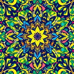 A vibrant and captivating flat cover design that completely fills the entire square, utilizing 100% of the space with intricate patterns and dynamic colors