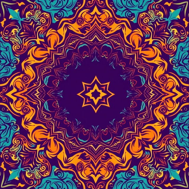 A stunning flat cover design that completely fills the entire square space with intricate, detailed patterns and bold colors