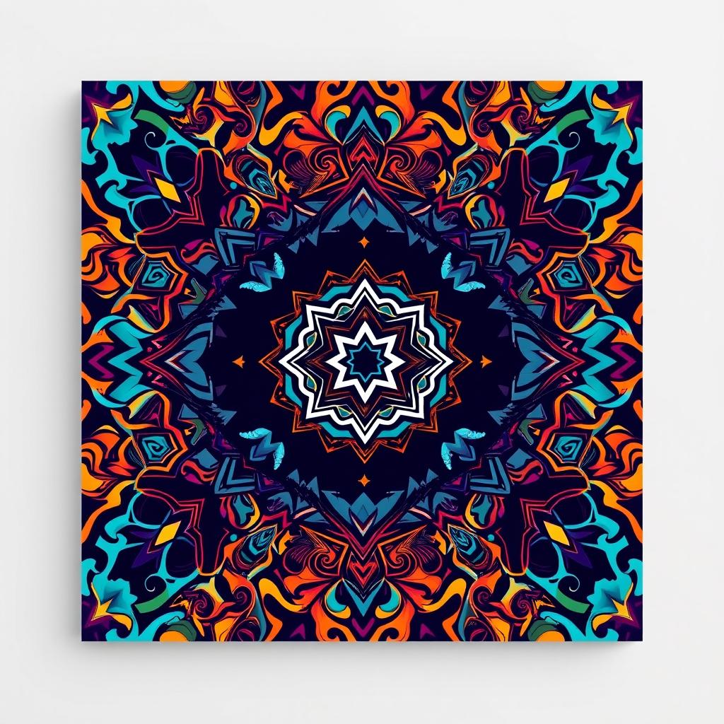 A stunning flat cover design that completely fills the entire square space with intricate, detailed patterns and bold colors