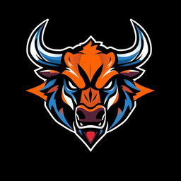 A modern logo design featuring a Bull Head, designed in an esport style