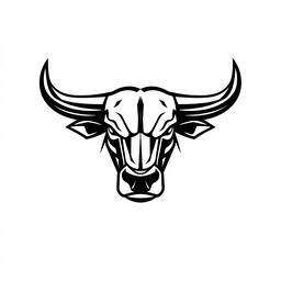 A logo design featuring a striking Bull Head, created in a bold black and white color scheme with a vector art style