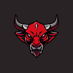 A bold and striking logo design featuring the head of a bull, crafted in a modern esports style