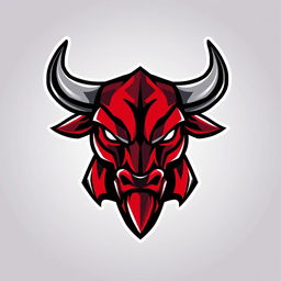 A bold and striking logo design featuring the head of a bull, crafted in a modern esports style