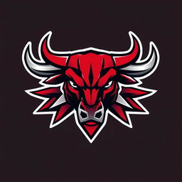 A bold and striking logo design featuring the head of a bull, crafted in a modern esports style