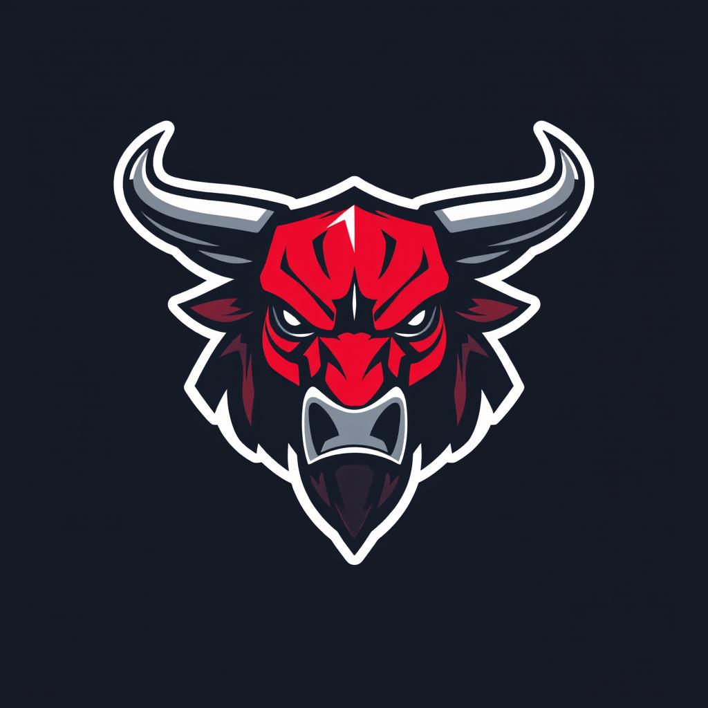 A bold and modern logo design featuring a stylized bull head, crafted in a sleek vector style