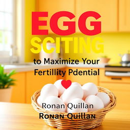 A bright and inviting flat cover design for a book titled 'EGG-SCITING Secrets to Maximize Your Fertility Potential' in bold, large font with eye-catching color contrast