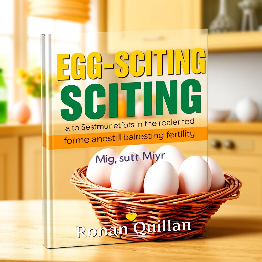 A bright and inviting flat cover design for a book titled 'EGG-SCITING Secrets to Maximize Your Fertility Potential' in bold, large font with eye-catching color contrast