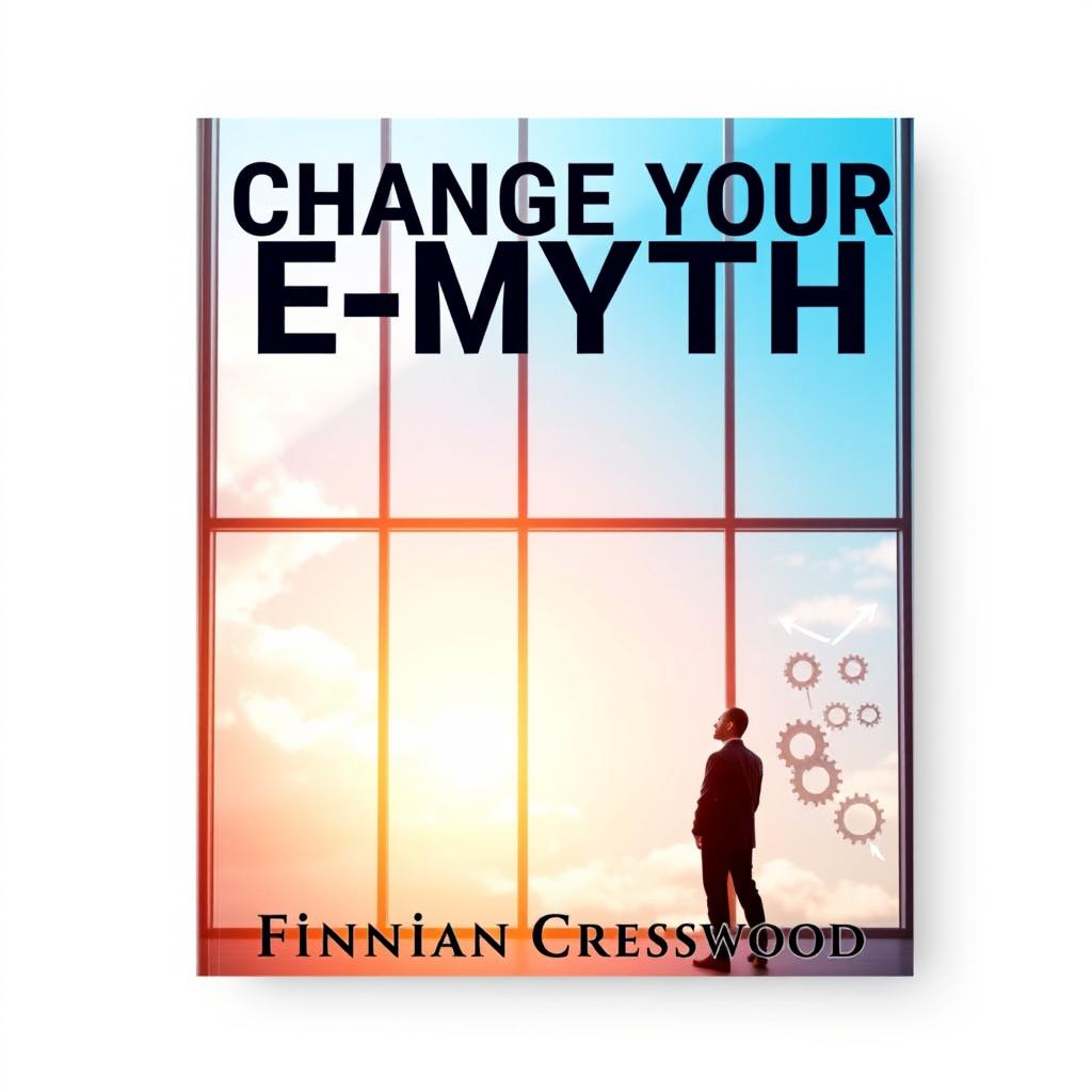 A flat book cover design featuring a large, bold title in an inviting font: "Change Your E-Myth" prominently at the top, with the author name "Finnian Cresswood" in a smaller, elegant font below the title