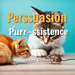 A flat book cover design titled 'Persuasion Purr-sistence' in large, bold letters, with the author name 'Orson Grimsby' displayed in a smaller font directly underneath the title