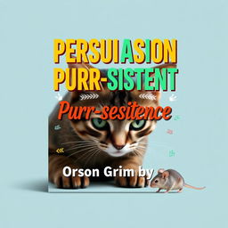 A book cover design featuring a large, bold title 'Persuasion Purr-sistence' in an eye-catching font, using vibrant and contrasting colors