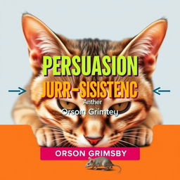 A book cover design featuring a large, bold title 'Persuasion Purr-sistence' in an eye-catching font, using vibrant and contrasting colors